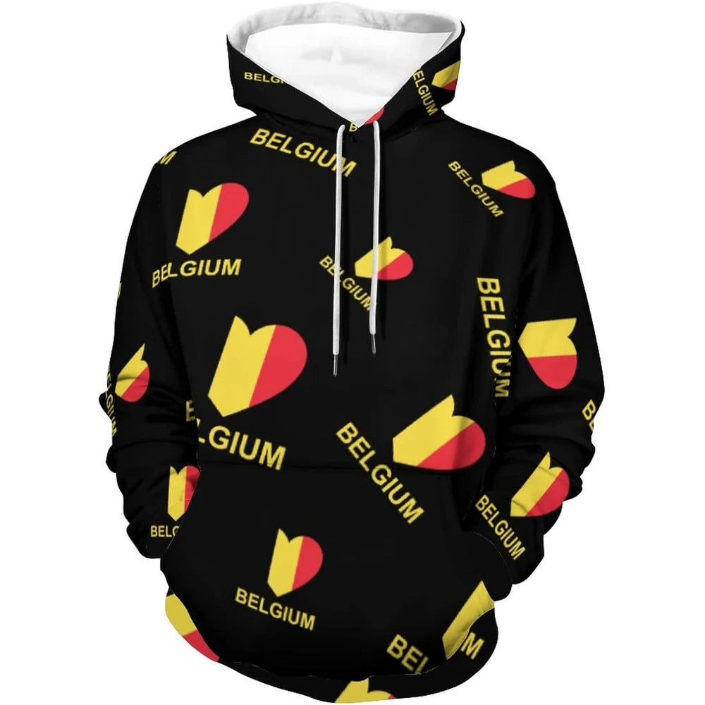 Fitspi Wholesale Love Belgium Unisex Hoodies 3d Country Printed Pullover Hooded Casual Sweatshirts With Pockets