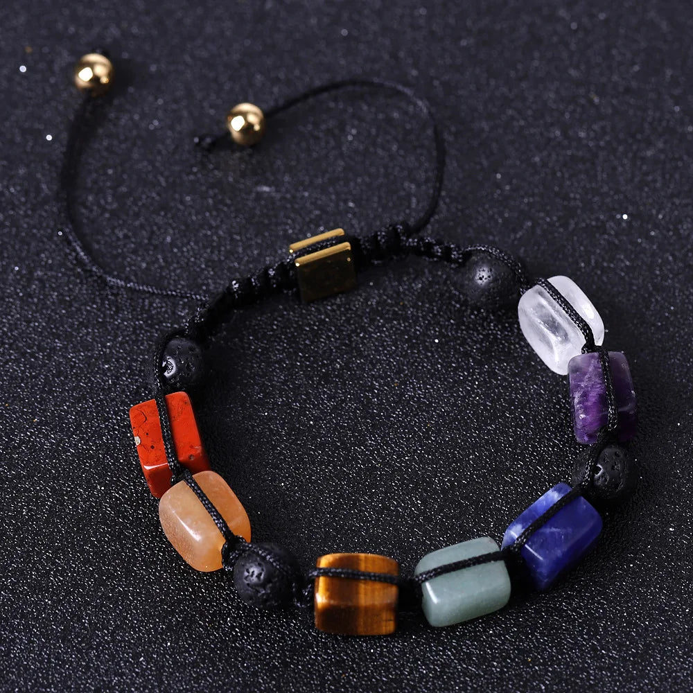 Fashion Natural Gemstone Amethyst Bead Colourful Women Men 7 Chakra Bracelets Hamsa Hand Lapis Lazuli Jewelry