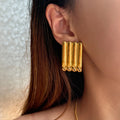 2024 Dazan New Autumn HOT 18k Gold Plated Hypoallergenic Stainless Steel Vintage Gypsy Polished Piano Stripe Women Earrings