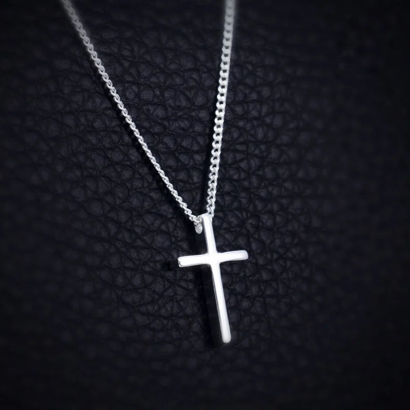 Fashion 925 Sterling Silver Necklace Bone Chain Necklace Women'S Cross Pendant Necklace