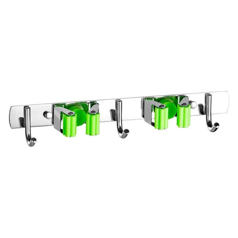 Simple Multifunction Stainless Steel Wall-Mounted Door Hangers and Line Hooks for Bathroom Storage Dry Cleaners Mops MegaBDM
