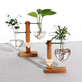 Vasewooden Frame Glass Tabletopplant Home Bonsai Decoration Glass Container Hydroponic Plant Vase Transparent