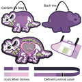 Custom Dinosaur Skeleton Ita Bag Purple Gothic Triangular Dino Shaped Handbag with Heart Window for Pins Display