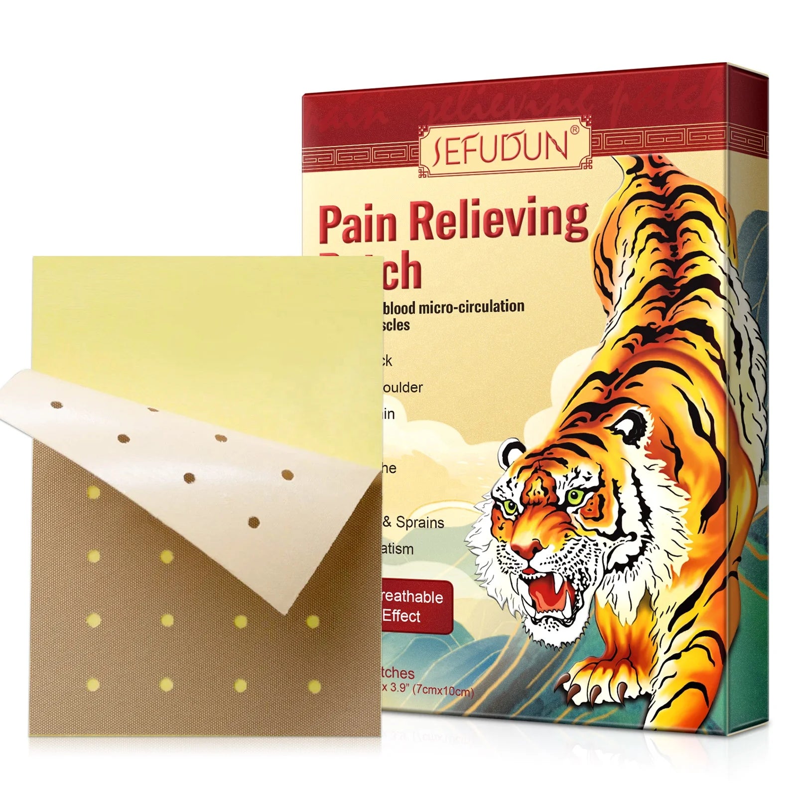 SEFUDUN Private Label Shoulder Neck Pain Joint Bruises Strains Stiff Sore Back Pain Relief Patch Tigerherbal Pain Relief Patch