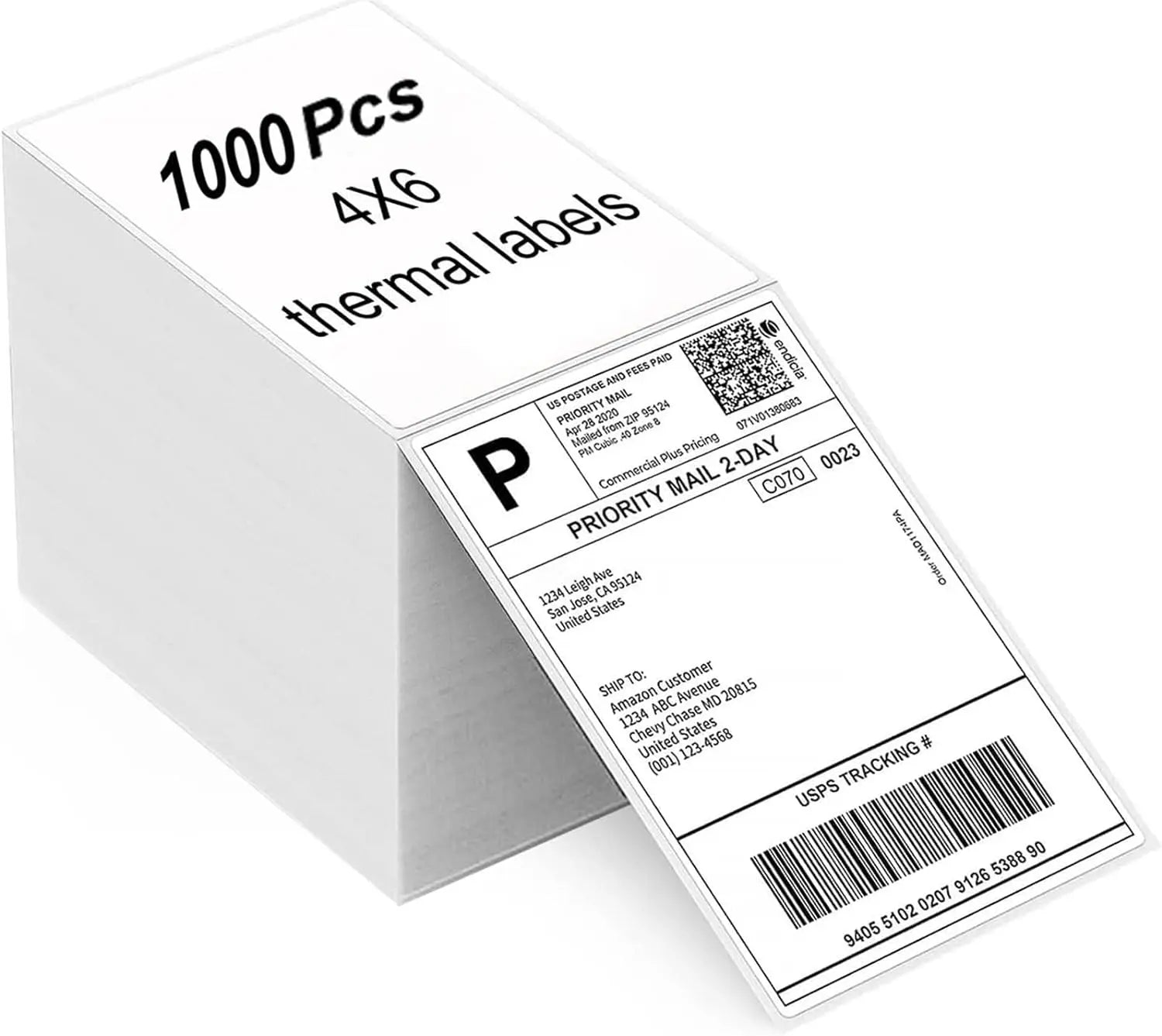 4X6 Reusable Fan-Fold Thermal Shipping Labels 1000pcs Waterproof Direct Thermal Printer Packaging Labels