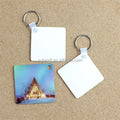 Double Sided FRP Products Sublimation Blank Heat Transfer Keychain for Art Crafts Making White Plastic Key Rings Square Tags