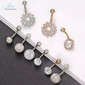 New Flower Custom Navel Ring Belly Button Ring Dangle10 Pieces Sets 316L Stainless Steel Gold Plated Steel Rose Piercing Jewelry