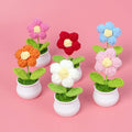 Handmade 9cm Crocheted Puff Flower Artificial Plant Fresh Mini Ornament for Student Office Desk Valentine's Day Easter
