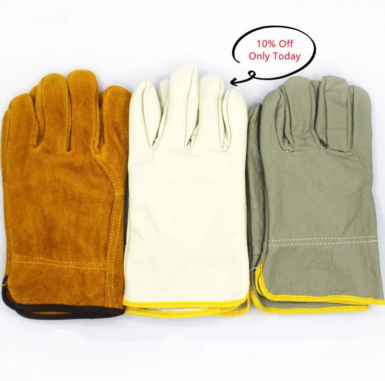 Sample Support Cowhide Gloves for Welders Construction Workers XL Size Grain Leather Protection Oilfield Safe Welding Working