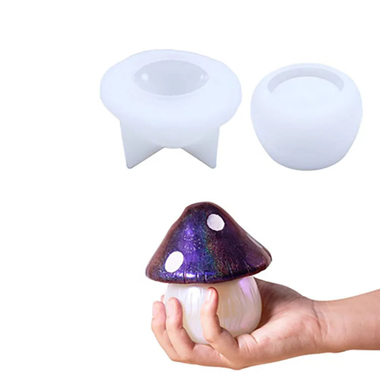 YS DIY Mushroom Jar Cake Mold With Lid Mushroom Shape Storage Box Resin Candle Mould Jewelry Container Box Plaster Crafts Kit