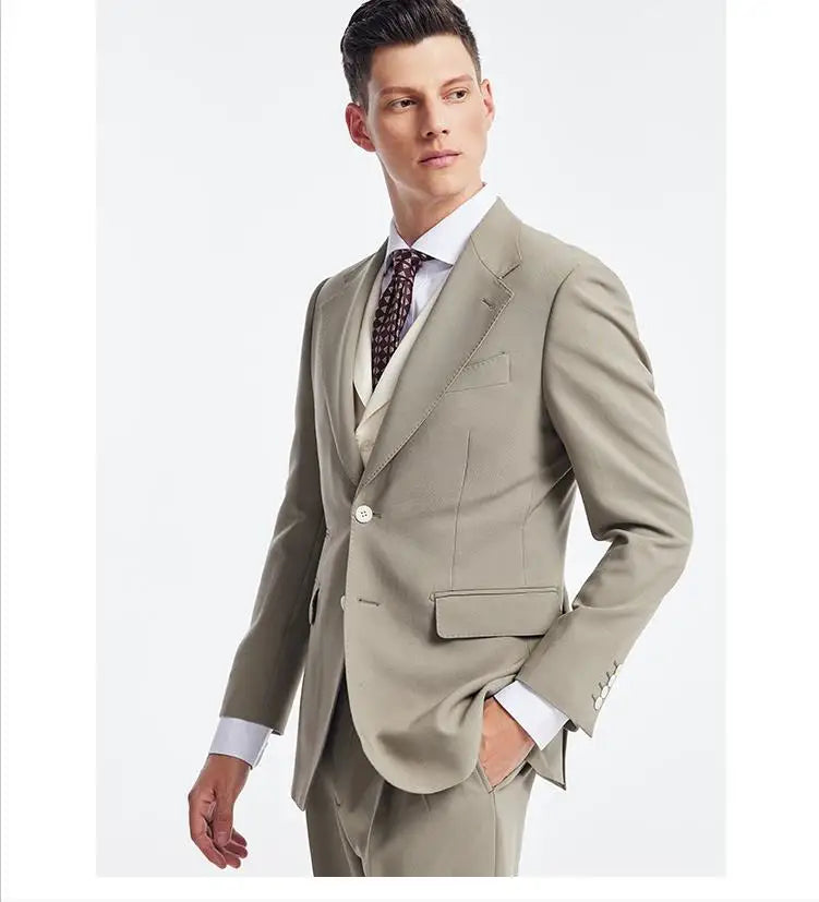 Men's Suits Business Casual Professional Dress Light Green Suit Slim Fashion British Style Dress Men