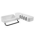 Hot Selling Bathroom Without Drilling Rotating Self-Adhesive Shower Shelf with Towel Holder and Hooks