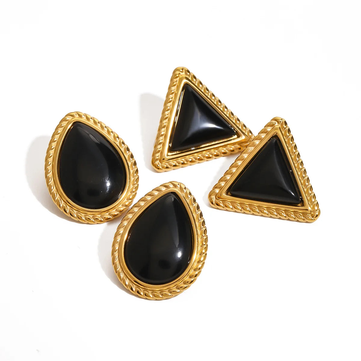 Trendy Simple Waterproof Non Tarnish 18k Gold Plated Stainless Steel Geometric Earrings