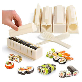 Wishome Hot Selling White 10/11 Pieces ABS Material Eco-Friendly Sushi Making Kit Set Bamboo Rolling Mat Professional DIY Sushi