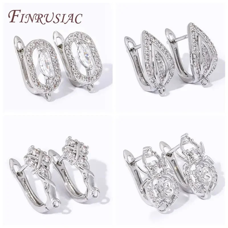 18K Gold Plated Anti-Allergy Earring Hooks Clasps Basic Earwires Fasteners Accessories for DIY Women's Earrings Making Zircon