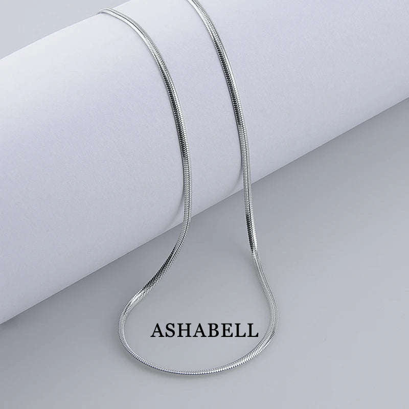 Italian 925 Sterling Silver Wide Flat Blade Chain Soft Snake Bone Necklace  Hiphop Clavicle Chain Choker Necklace