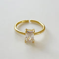 925 Sterling Silver  Solid Color Zircon Open Ring  Simple and Stylish Adjustable Ring