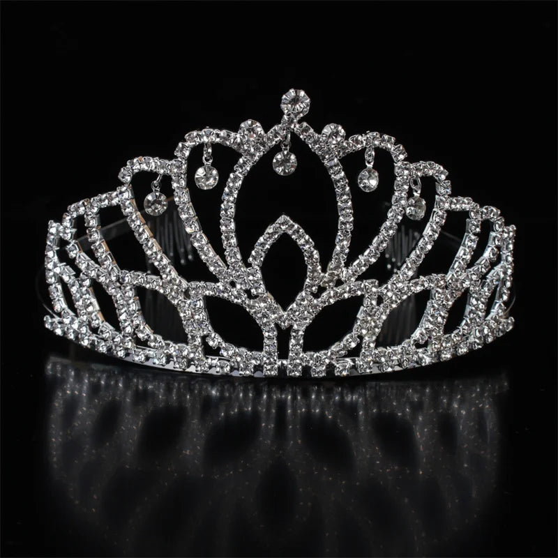 Fashion Rhinestone Crystal Metal Tiaras and Crowns Princess Style Crown Wedding Anniversary Engagement Jewelry for Hair