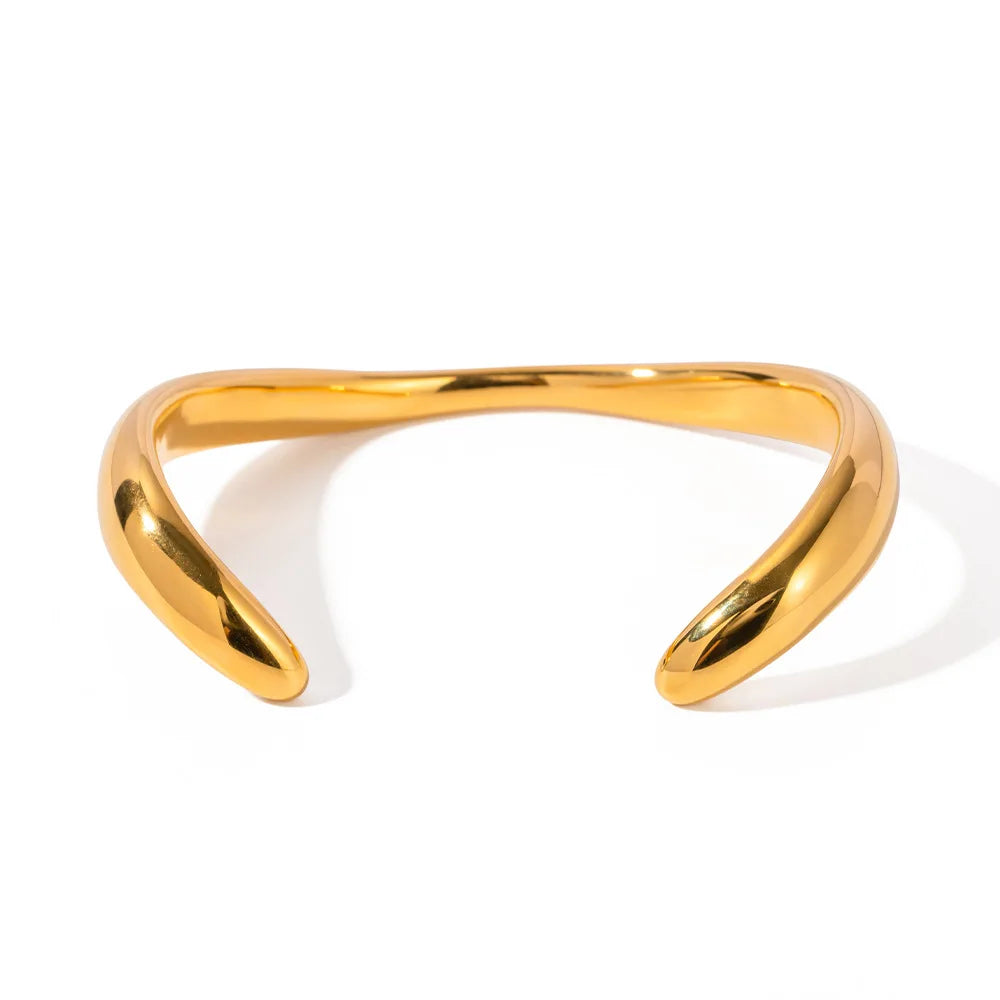 Fashion 18K Gold Plated Stainless Steel Hip Hop Girls Fashion Jewelry Irregular Bracelets and Cuff Bangle Bracelets for Women