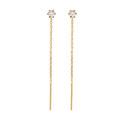 Gemnel Initial 925 Sterling Silver 18k Gold Vermeil Diamond Chain bar Stud Earring