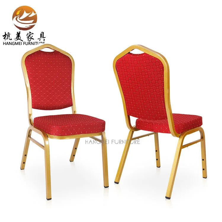 Wholesale Cheap Hotel Restaurant Outdoor Stackable Iron Fabric Upholstered Padded Throne Banquet Chair for Wedding Events