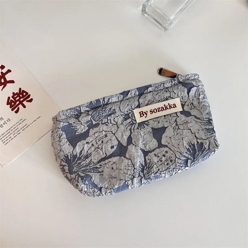 Luxury Ladies Canvas Makeup Brush Organizer PC Embroidered for Toiletry Cosmetic Bags Zipper Closure Wholesale Travel Pouch