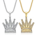 Stainless Steel Crystal Zircon King Pendant for Women Men Gold Plated Fashion Crown Necklace Wholesale