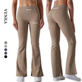 Women's High Waist Nylon Solid Color Gym Fitness Wide Leg Pants Butt Lifting Flared Sports Custom Yoga Leggings for Women