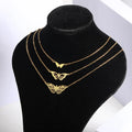 Creative Multi-layer Tassel Collarbone Chain Stainless Steel Necklace Niche Hollow Butterfly Pendant Necklace Gifts for Women