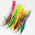 Good Quality 14cm 40g 7 Colors PVC Metal Artificial Hard Squid Octopus Trolling Bait Skirts Fishing Lures with 3D Eyes