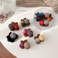 Wholesale Fabric Hair Claws Cherry Small Flocking Hair Claw Clip Plush Hair Claw for Girls