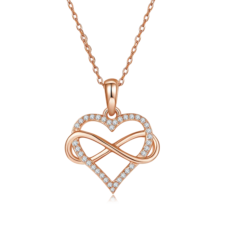 Hot Sale 925 Sterling Silver D Color VVS Infinity Heart Pendant and Chain Moissanite Necklaces for Women