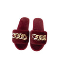 Hot Selling Women Fur Slippers Shoes Furry Fluffy Chain Slippers Winter Plush Cross Warm Women Shoes Female Slippers