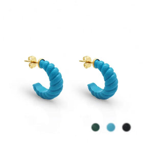 Chris April 316L Stainless Steel Colorful Enamel Ceramic Twisting Hoop Earring
