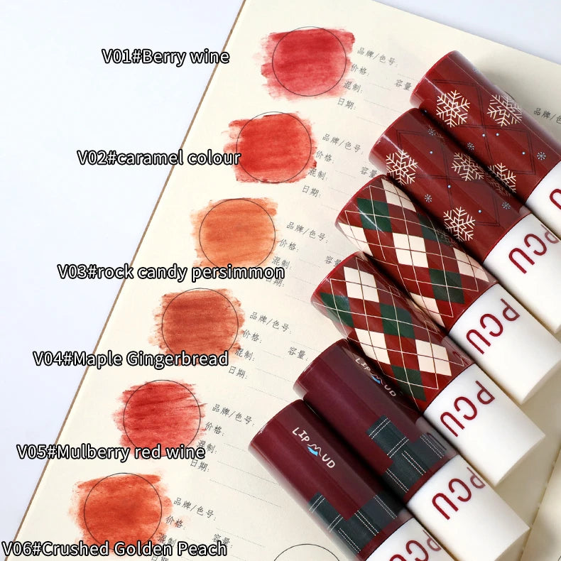 Christmas Gift Makeup Lip Gloss Long Lasting Waterproof Velvet Matte Lip Clay Cute Silky Red Lip Mud