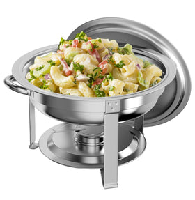 Full Size Stainless Steel Chafing Dish Buffet Set Silver Round Catering Tray Food Warmer Set