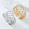 New Bohemia Metal Mesh Tie Knot Bangle Punk Open Cuff Exaggerated Gold Color Bracelet for Women Girls Jewelry