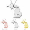 Wholesale Stainless Steel Necklace USA State Map Statement Necklaces Michigan Pendant Necklace for Teens