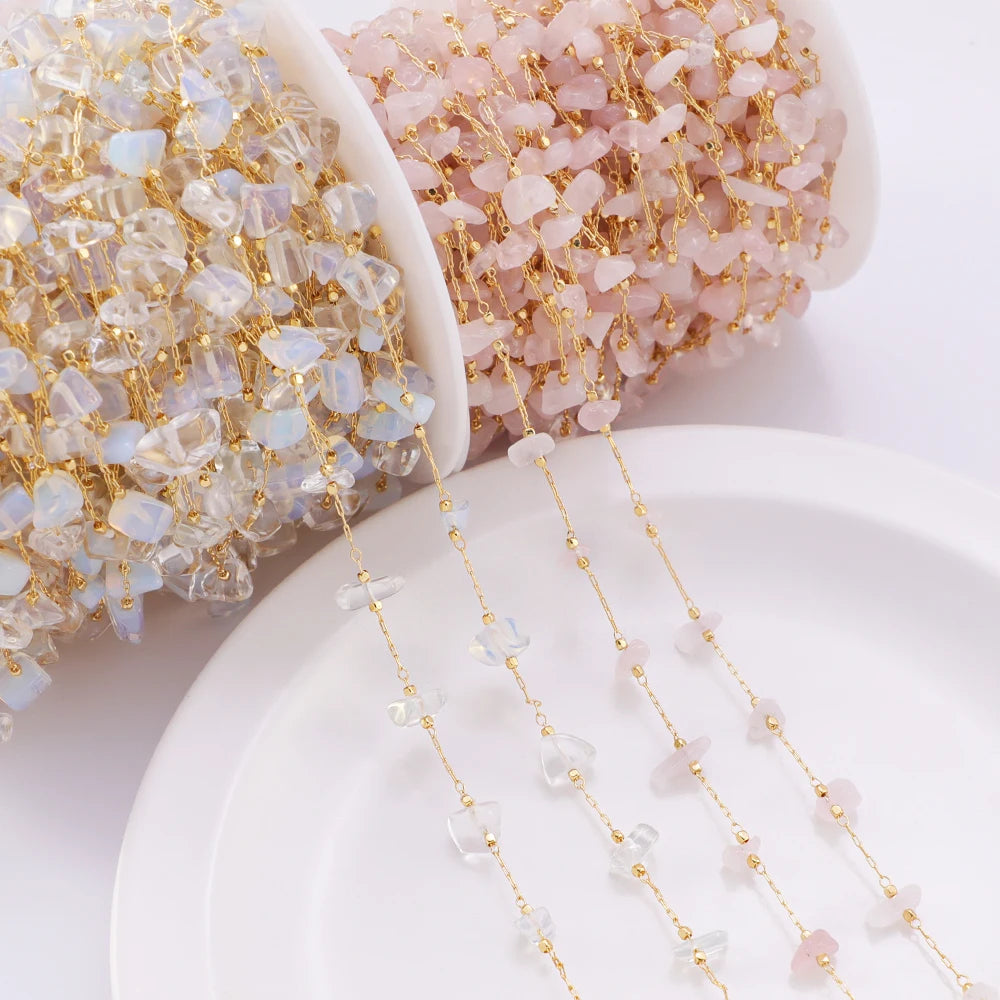 DIY Charms for Jewelry Making 18k Gold Plated Crystal Chains Handmade Chain with Precious Stones for Jewelry Making