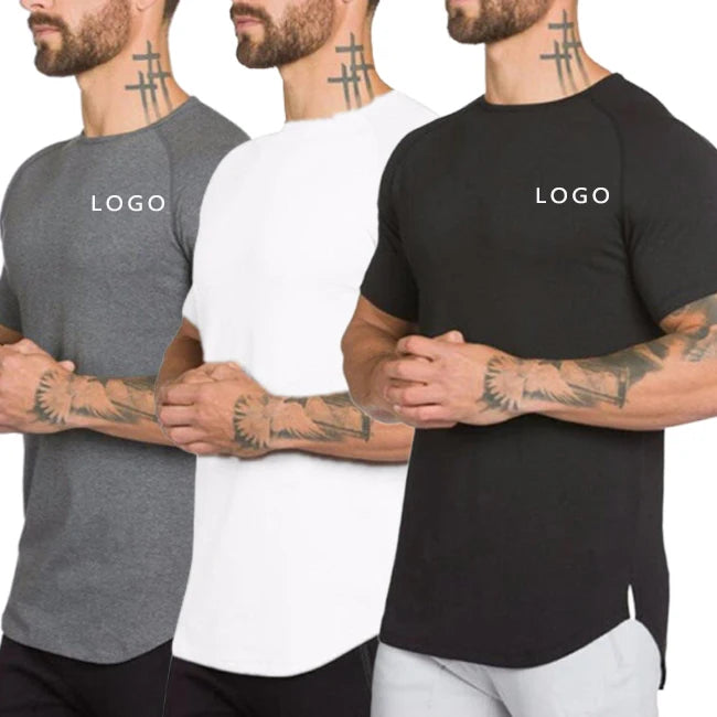 Wholesale Men's Tshirt Blank Quick Dry Short Sleeve Shirt Gym Fitness T Shirts Workout Running Athletic T-Shirt for Men