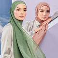 Custom Plain Rayon Voile Hijab Lightness Ironless Chiffon Crepe Shawl Muslim Hijab