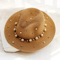 Summer Straw Sun Beach Hat Pearl Visor Straw Fedora Hat