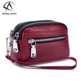 Andong Ladies Mini Small Bag Coin Purse Real Cowhide Large Capacity Double Zipper Clutch Wallet Pocket Women Purses