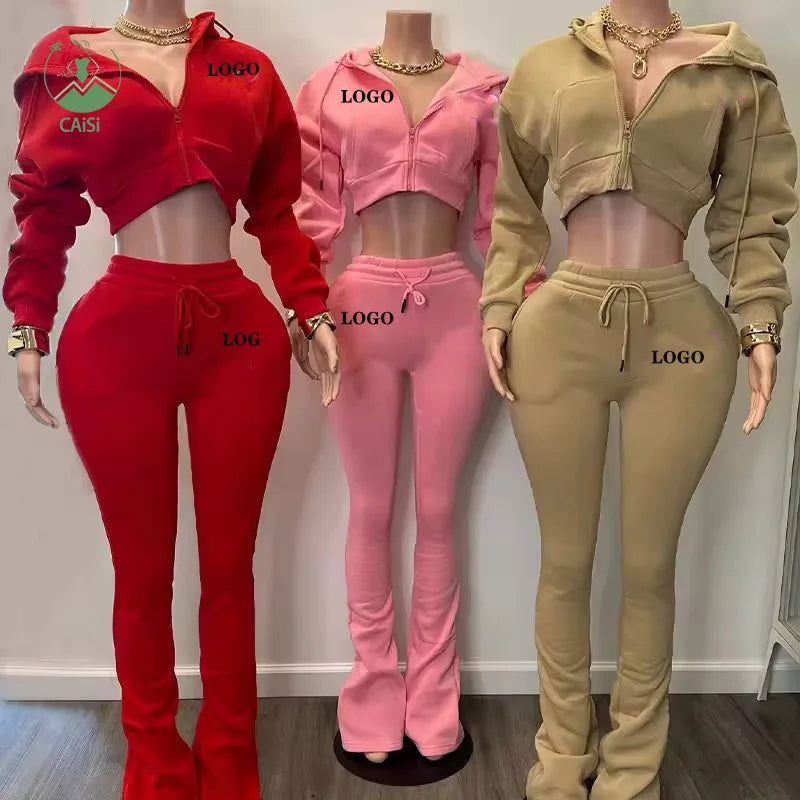 Women's Autumn Winter Clothing Jogging Tracksuits Set Cargo Sweatpants and Hoodies Set 2 Piece Sweatsuits Set for Women