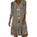 Liu Ming Oem Hot Selling Wholesale Summer Women Casual Short Sleeve Vintage V Neck Print Sundress Plus Size Loose Beach Dress