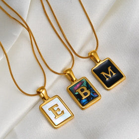 Letter Pendant Necklace Jewelry Waterproof Stainless Steel Shell Pendant Simplicity Design Fashion Couple Gift Necklace