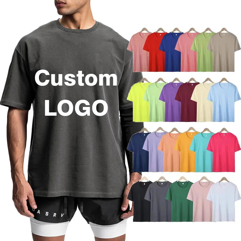 Wholesale Custom Printed Logo 100% Cotton T-Shirt for Men Lightweight Casual Plain White Black Printed T-Shirt Blank T-Shirt