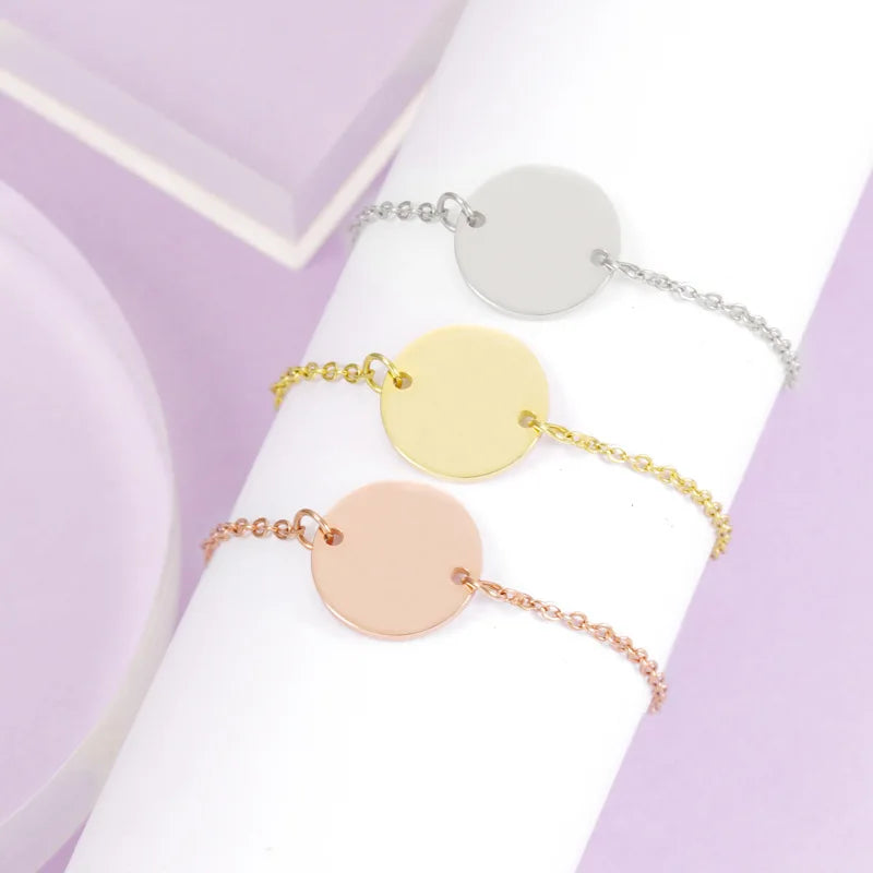 Hot Sale Stainless Steel Round Blank Bracelet Engraved Custom Name Bracelets for Gift