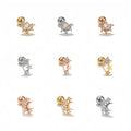 Ins Wind Women 20g Stainless Steel Rod Small Ear Bone Nails Micro-inset Zircon Star Moon Piercing Jewelry Girls Earring Studs