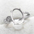 Sterling Silver 9*12mm Semi Mount Ring Empty Frame Blank Support Setting S925 Base Holder Without Center Stone for DIY Inlay